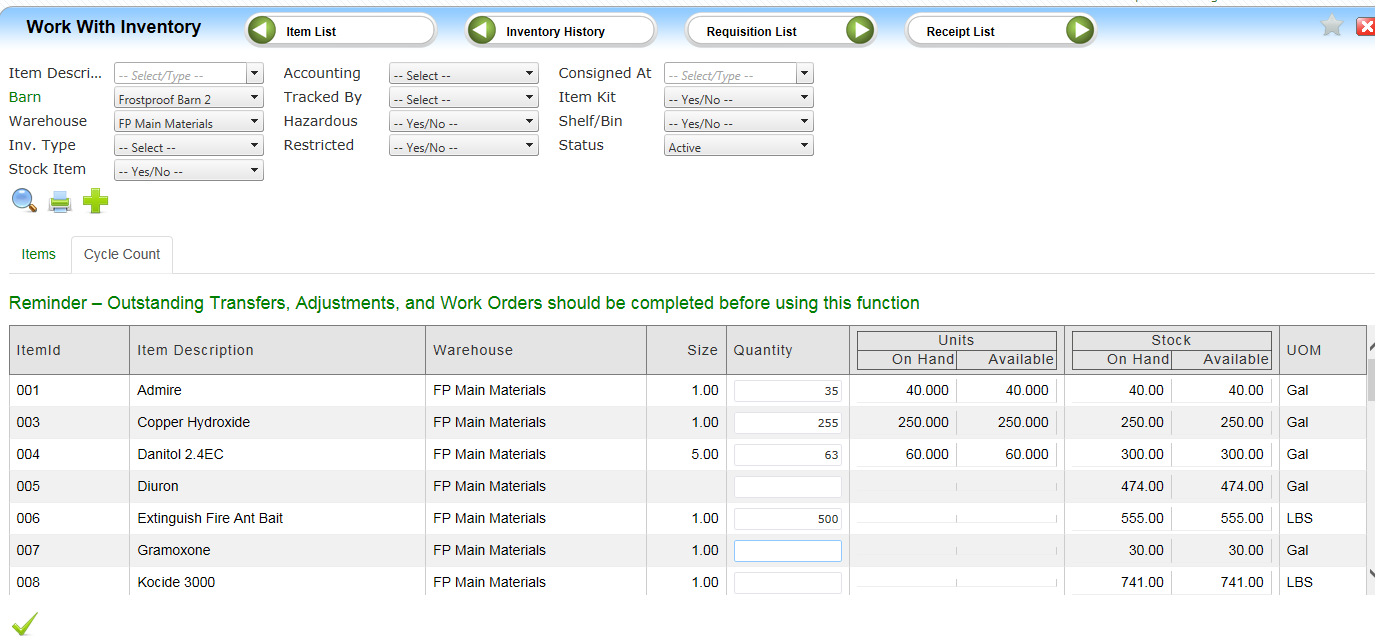 Work with Inventory Cycle Count