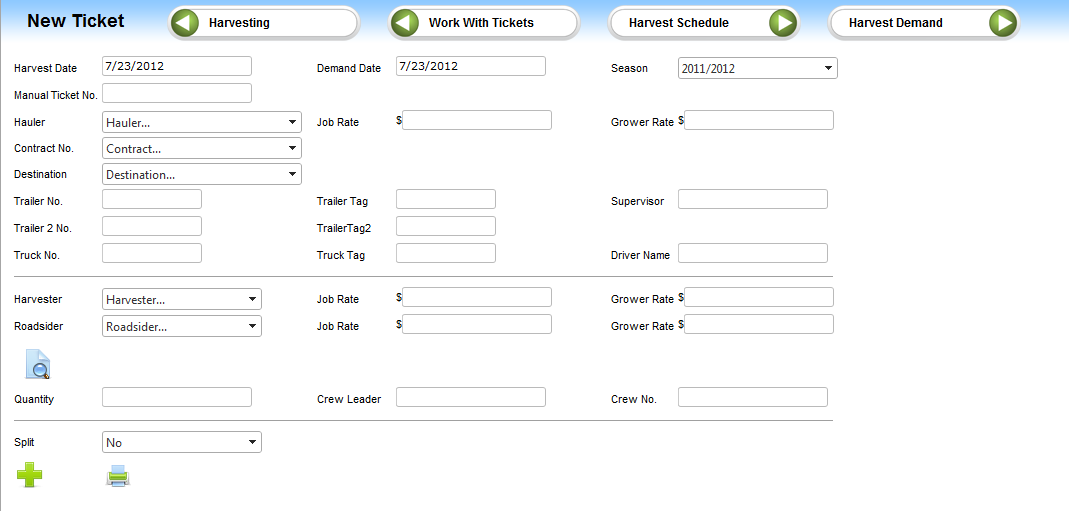 New Ticket Entry Screen without Blocks