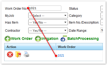 Gridview Updated with Work Order number